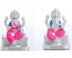 Silver plated laxmi ganesh idol 2.5×2 inches b
