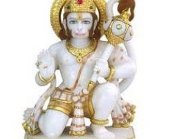 Hanuman marble idol sitting position with blessings marble Hanuman statue ashirwad wali Hanuman murti 12 inches