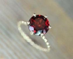 Red Garnet Silver ring natural red garnet with silver ring Gomed Ring