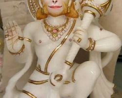 Hanuman Marble idol Hanuman Marble statue sitting with blessings 12 inches