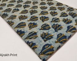 Vegetable dyed ajrakh print  handblock cotton dress material 1 meter for kurti , plazo , nighty  code 1