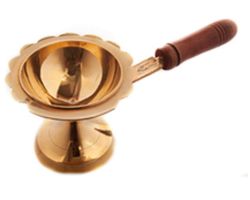 Aarti deepak brass with wooden handle   jyot  deepak dhoop deepak