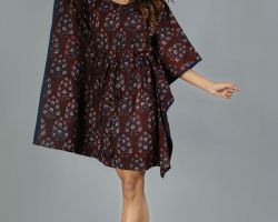 Short kaftan vegetable dyes handblock print fine cotton kaftan code 3