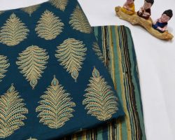 Handblock cotton bagru  printed top bottom dress material code 1