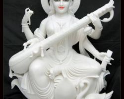 Goddess Saraswati Marble idol maa saraswati Marble statue maa saraswati Marble murti white 12 inches