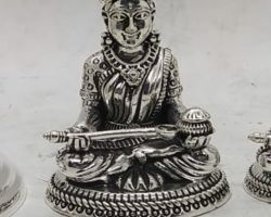 Pure silver Saraswati idol  2.5 inches chandi ki saraswati pratima
