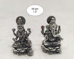 Pure silver laxmi ganesh idol Silver laxmi ganesh statue chandi ke laxmi ganesh 1.5 inches