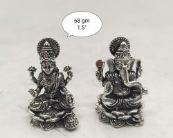Pure silver Laxmi Ganesha idol Silver laxmi ganesh statue chandi ke laxmi ganesh 1.5 inches