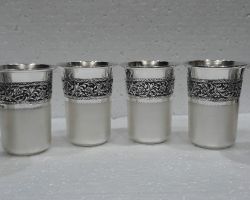 Silver glass pure silver tumbler designer chandi glass 4.5 inches