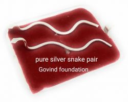 Pure silver snakes pair chandi ke naag nagin joda  2 inches