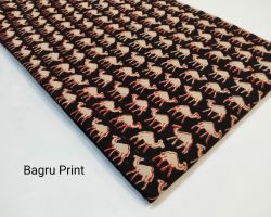 Cotton bagru print running material camel print  for kurti , plazo, suit , gown  1 meter