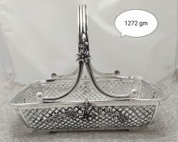 Sterling Silver Fruit Basket pure silver handle basket