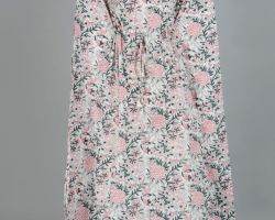 Kaftan long cotton handblock print kaftan pink print