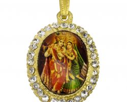 Radha Krishna locket radha krishna pendant glass framed with jerkin
