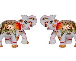 Elephant statue Marble stone elephant set of 2