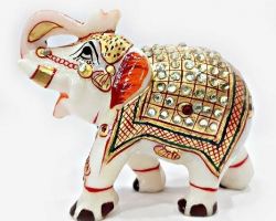 Elephant statue Marble stone elephant murti 5.5 inches
