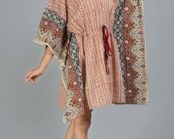 Short kaftan vegetable dyes handblock print fine cotton kaftan code 9