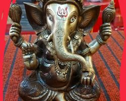 Ganesh idol panchdhatu ganesh statue fine finish 9.5 nches