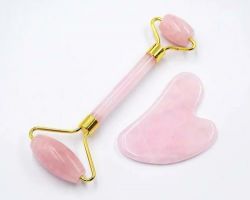 Rose quartz Face Roller with gua sha Rose quartz facial roller with gua sha stone
