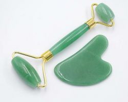 Jade stone Face Roller with gua sha facial massage roller with gua sha stone