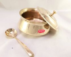 Bronze serving donga with spoon bronze  handi casserole kansa handi  donga with lid and spoon