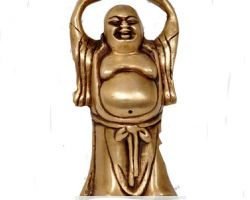 Laughing Buddha brass happy man standing 5 inches