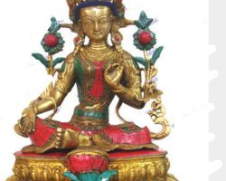 Goddess Tara statue brass with stone and beads work tara idol 19 inches