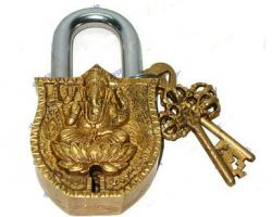 Lock Brass lock Ganesh carved brass lock ganesh brass lock