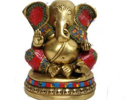 Ashtdhatu ganesh idol ashtdhatu ganesh statue with stone work 8 inches