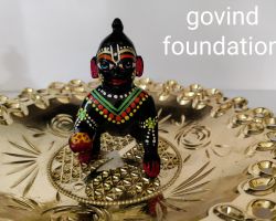 Laddu gopal ashtdhatu black painted laddu gopal idol 5 number