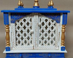 Wooden temple for home handcrafted wooden Pooja mandir with door