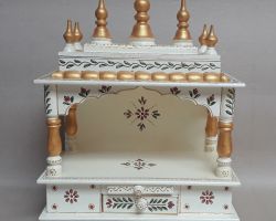 Wooden temple for home painted wood temple ghar ka mandir code 1