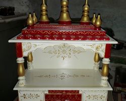 Wooden temple for home painted wood temple ghar ka mandir code 2