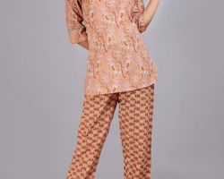 Night suit cotton night dress hand block print code2