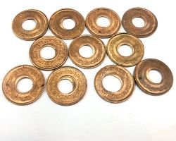 Copper coin set hole coin of copper set of 5