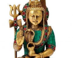 Brass Shiv idol with stone work brass Shiv statue Shiv Murti of brass
