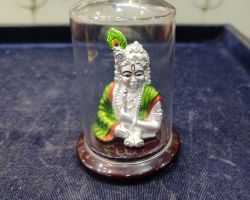 Silver bal krishna silver bal gopal idol with glass box