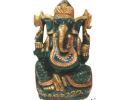 Green jade ganesh idol with gold work margaj ganesh with gold work 5 inches