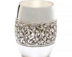 Silver glass pure silver glass with antique design 4  inches silver tumbler Matka shape