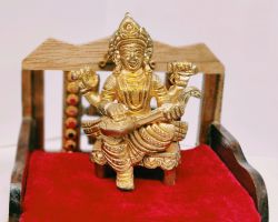 Brass saraswati idol 3 inches pure brass saraswati murti