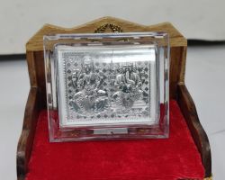 Pure silver plate laxmi ganesh framed 3×3 inches