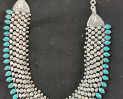 Silver necklace antique design pure silver necklace with turquoise