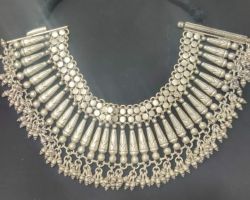 Silver necklace antique design heavy pure silver necklace sarika