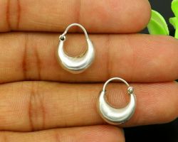 Silver earrings moon shape pure silver earrings