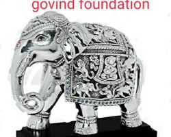 Silver elephant trunk down 75gm 2 inches right foot forward pure silver solid elephant soond neeche