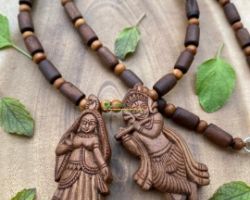 Tulsi kanthi mala with locket original Tulsi neck mala with radha krishna locket