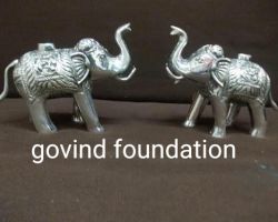 Silver elephant pair trunk up solid silver elephant pair 100gm