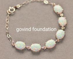 Opal silver bracelet opal bracelet with silver chain