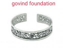 Silver kada handcuff silver kada oxidised design open mouth kada