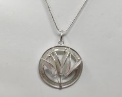 Silver flower pendant silver petals pendant big size